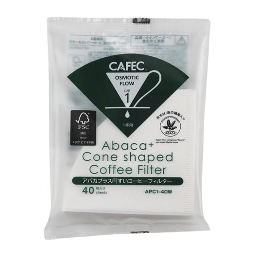 Cafec 1 Cup Abaca Plus Filter Paper 40 Pack