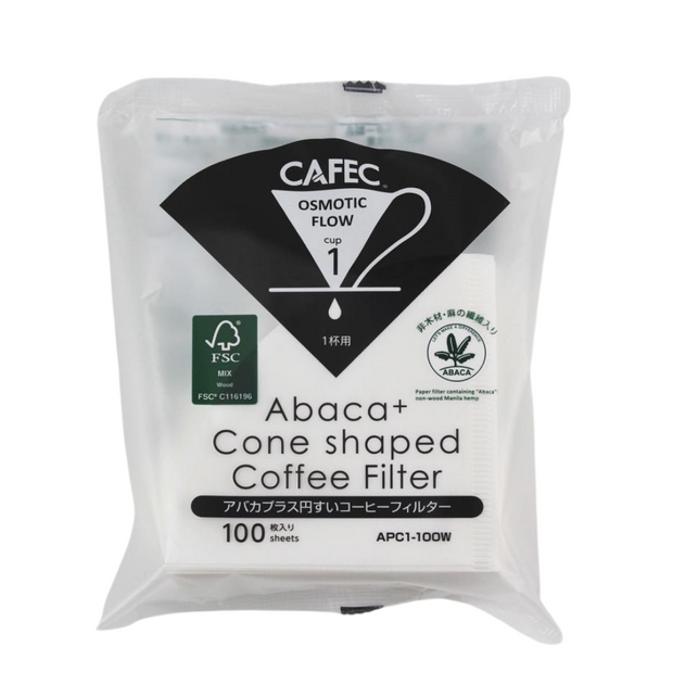 Cafec 1 Cup Abaca Plus filter Paper 100 Pack